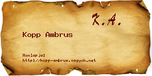 Kopp Ambrus névjegykártya