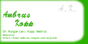 ambrus kopp business card